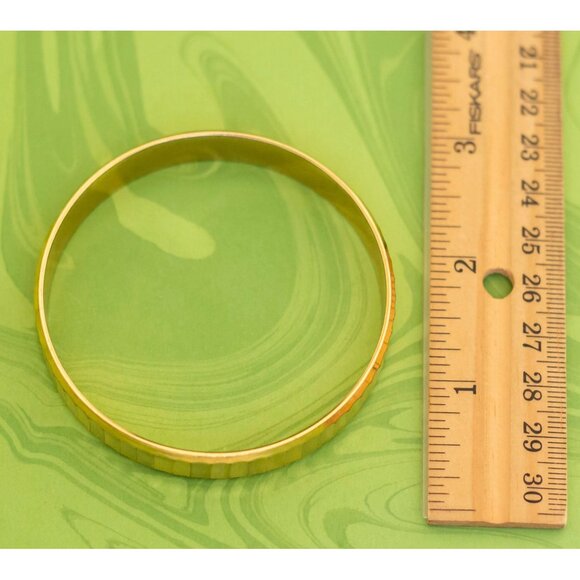 Vintage Unique Concave Gold Tone Bangle 7 3/4 inch by Monet - W18 - Picture 4 of 4